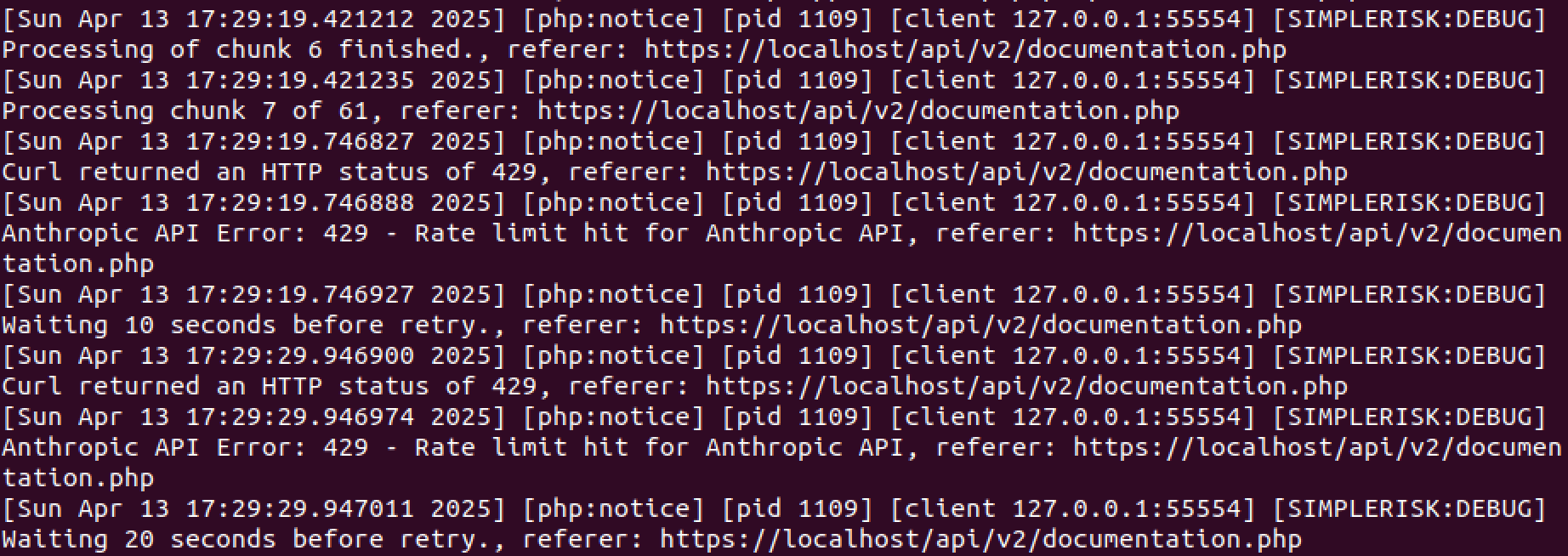 Rate limiting error with exponential back-off