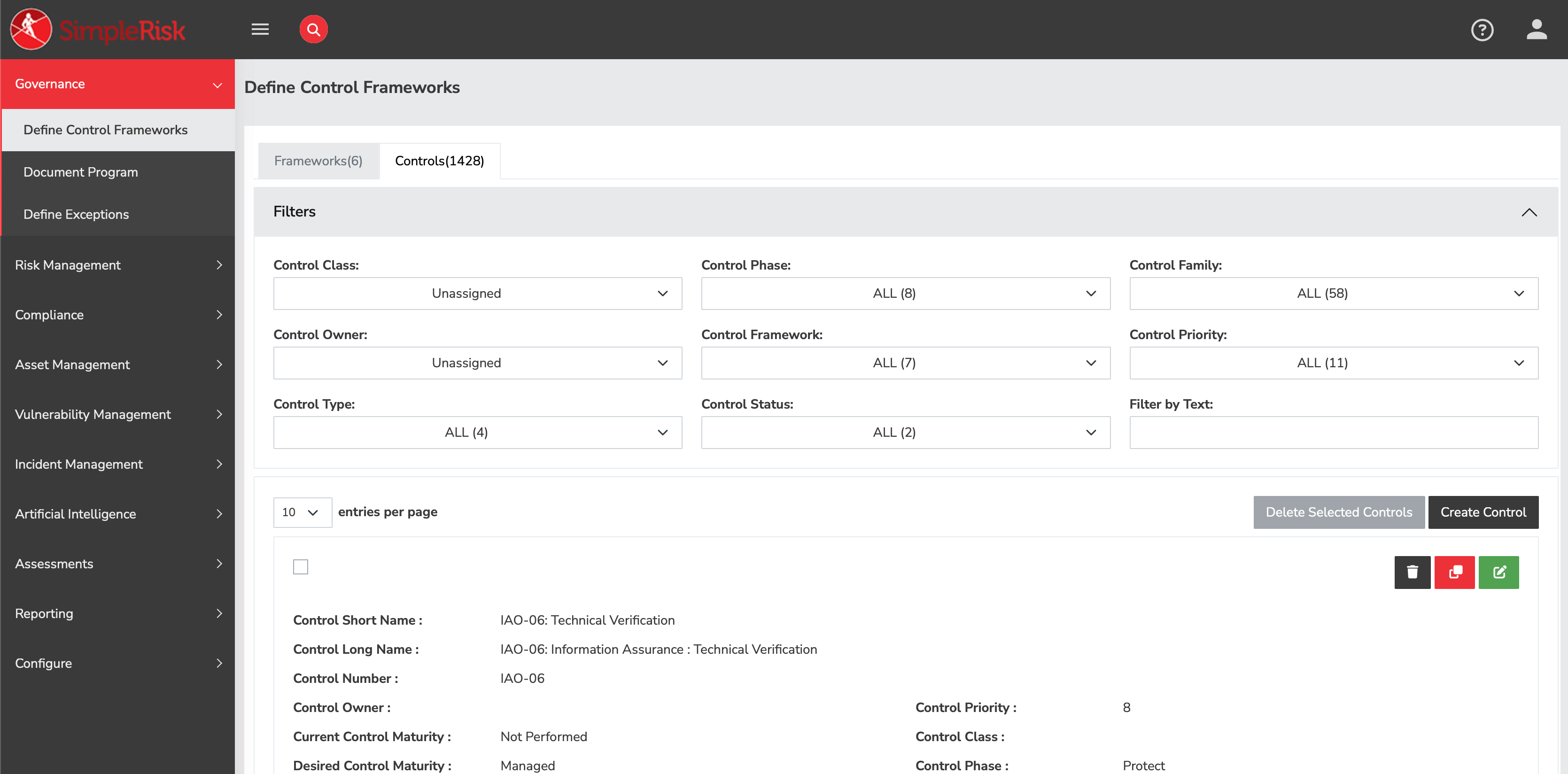 Defining Control Frameworks in SimpleRisk