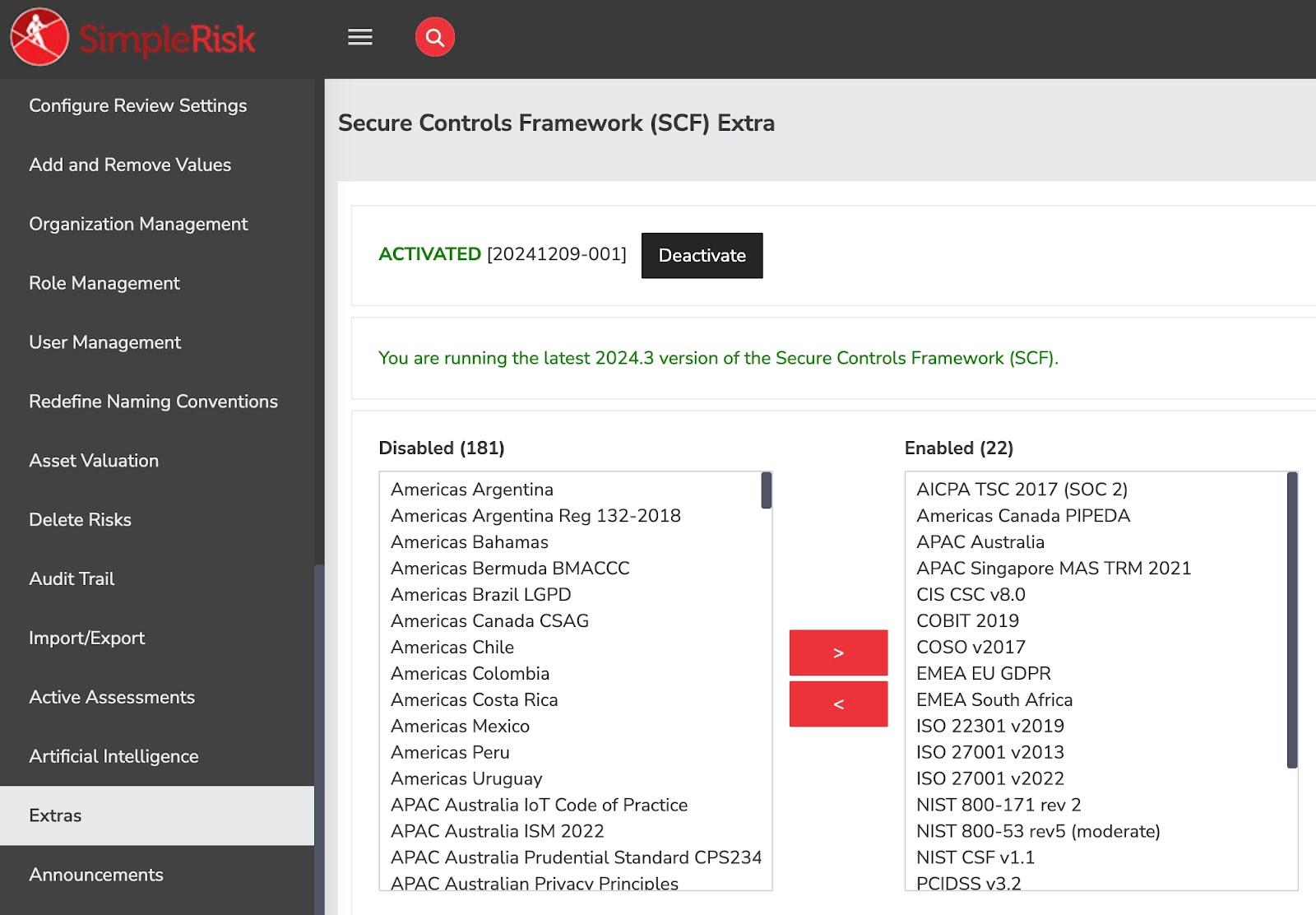 SCF integration in SimpleRisk